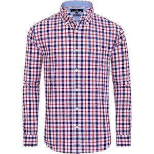 Men's Plaid Button Down Shirts Cotton Long Sleeve Dress Shirts Regular Shirts